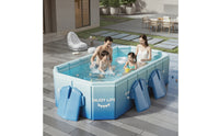 No-Inflation Foldable Pool with Support Legs Heavy-Duty Rectangular Frame Pool Stable Thickened for Families, Kids