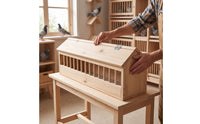 Natural Wood Pigeon Feeder with Dividers Sturdy Wooden Feeding Trough Long-Lasting Pigeon Feeder Outdoor for Lofts, Coops, Farms