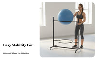 Movable Exercise Ball Rack Space-Saving Gym Ball Storage Organizer Stable & Non-Slip Heavy-Duty Steel Construction for Fitness Studio, Corner