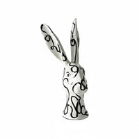 Ceramic Hare Figurine Glazed Finish Hare Head Statue Wear-Resistant Ornamental Figure for Tabletop Display