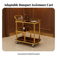 Commercial Serving Cart Multifunctional Restaurant Dessert Cart Sturdy Construction Rolling Service Trolley for Bartenders, Banquet Dining Room