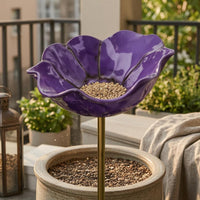 Handmade Flower Bowl Stake Outdoor Metal Flower Stake Weather-Resistant Garden Decor Everlasting Bloom