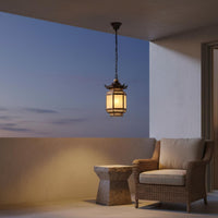 Chinese Style Lantern Lamp Weather Resistant Outdoor Hanging Lantern Warm Glow Pagoda Overhead Light for Balcony, Porch, Corridor