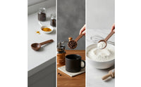Short Handle Wooden Measuring Spoon Artisanal Walnut Measuring Spoon Compact Kitchen Utensil Comfortable Grip for Bakers, Baking