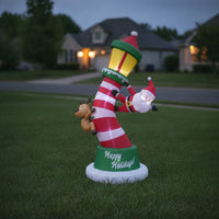 Inflatable Lighthouse with Santa and Reindeer Outdoor Inflatable Lighthouse with Santa Lighted Christmas Decoration for Yard, Lawn