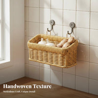 Multi-Purpose Imitation Rattan Basket Space-Saving Wall Hanging Woven Basket Versatile for Decorators, Cooks, Bathroom, Bedroom, Living Room