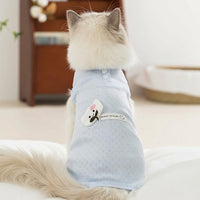 Cat Recovery Suit with Fasteners, Anti-Licking Suit for Spay Neuter, Post Surgery Cat Clothes, Two Leg Holes Sleeveless Post-Surgery Recovery Suit