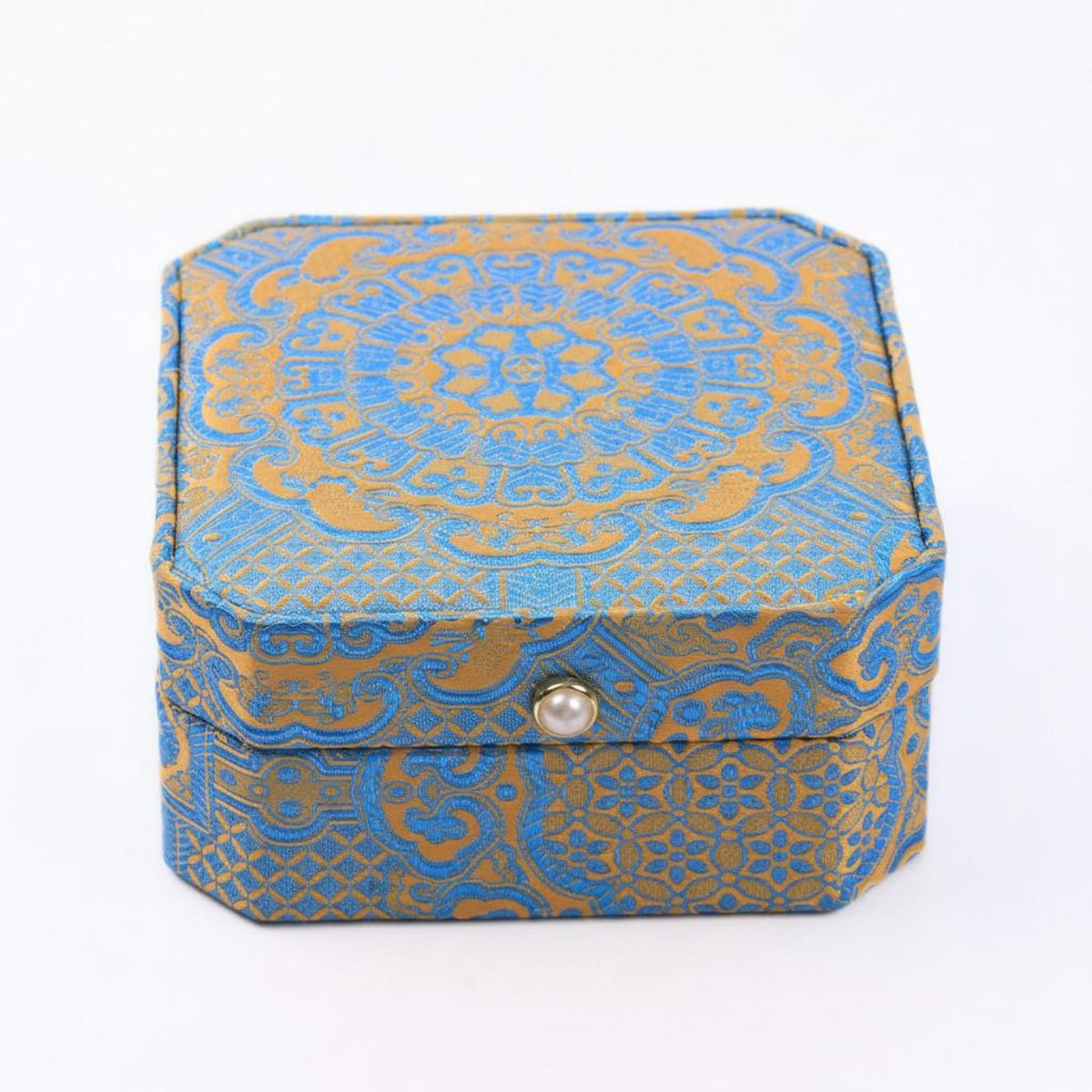 Decorative Design Chinese Design Embroidery Box Giftable Octagonal Jewelry Box Soft Padded Interior for Brides, Gifting, Dresser Top