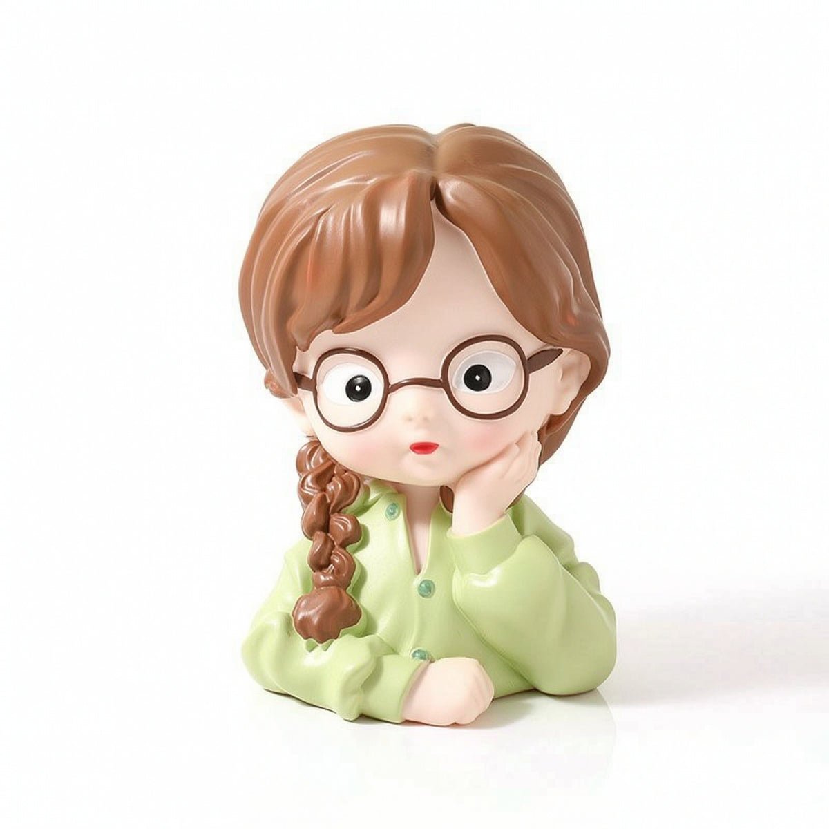 Cute Girl Piggy Bank Adorable Cartoon Piggy Bank Sculpted Ornament Practical for Bedroom