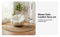 Comfortable Upholstery flower-shapedsupport rotating Chair Modern & fashion Upholstered rotating Armchair Easy to Assemble Lounge Seat Ergonomic Design for Readers, homeowners, Adults, Living Room, perusing alcove, Home Office, Reception Area