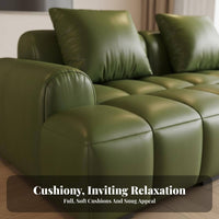 Retro Design cloud-like Leather Sofa Vintage Look 3-Seater mid-centuryera Sofa Plush Comfort Living Room Furniture Deep Seating for Homeowners, Apartment Dwellers, Office Managers, Lounge Area, Den