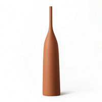 Ceramic Vase with Slender Neck Textured Sculptural Bottle Vase Matte Brushed for Tabletop Decoration, Home Display