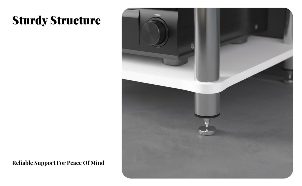Stable and Long-Lasting High-Fidelity Amplifier Stand Heavy Duty Construction Shock Absorption Audio Rack Easy to Assemble Audiovisual Equipment Shelf Abrasion Resistant for Audiophiles, Home Theater, Listening Room