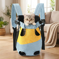 Dog Backpack and Cat Backpack Portable Pet Carrier, Canvas Front Facing Design with Shoulder Strap, Large Capacity Travel Hiking Pet Gift Bag
