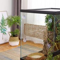 Woven Plant Fiber Reptile Hammock, Crested Gecko Enclosure Accessories for Small Reptiles, Washable 50cm X 20cm Tan Reptile Hammock with Hook