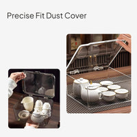 Tea Set Storage Box with Dustproof Transparent Lid Organizer