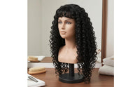 Breathable Cap Full-Head Hairpiece Heat-Resistant Long Wavy Hairpiece Adjustable Straps Hair Accessory Deep Waves