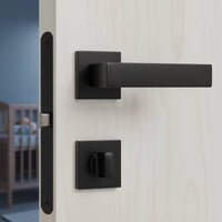 Split-Handle Lock with Quiet Latch Minimalist Door Lock Non-Handed Hardware for Bedroom Doors