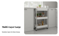 Easy to Move Mobile Multi-Function Storage Trolley Large Capacity Adjustable Basket Rolling Shelf Space Saving 3-Tier Storage Trolley Heavy Duty for Living Room, Office, Bathroom