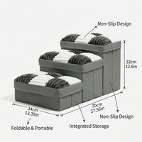 Dog Steps for Bed and Sofa with Foldable Design for Small Pets, Textile Pet Stairs with Built-In Storage Compartment, Reinforced Base for Stability