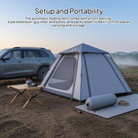 Front Awning Automatic Folding Tent Mesh Panels 3 to 4 Person Tent Quick Setup Outdoor Shelter Portable