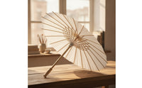 Traditional Paper Umbrella with Bamboo Frame White Blank Paper Umbrella Customizable Bamboo Sun Shade Unpainted for Artists