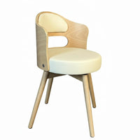 Retro Design Upholstered Swivel Chair Sturdy Construction Upholstered Swivel Armchair Curved Backrest Dining Seat Padded Cushion for Children, Interior Decorators, Homeowners, Study Room, Balcony, Bedroom, Office