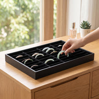 Divided Jewelry Display Tray with 40 Slots Compartmented Velvet Jewelry Tray with Dividers Soft Drawer Organizer Compact for Jewelers