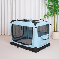 Soft-Sided Travel Crate Steel Frame Soft-Sided Pet Crate Folding Kennel Mesh Panels Pet Supplies Zippered Opening for Car Use