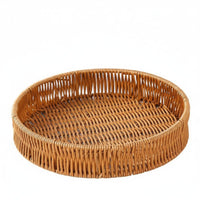 Imitation Rattan Design Round Woven Basket Handwoven Round Woven Bread Basket Straight-Sided Serving Tray adaptable for Interior Decorators, Restaurant Owners, Kitchen, Dining Table, Living Room, Pantry