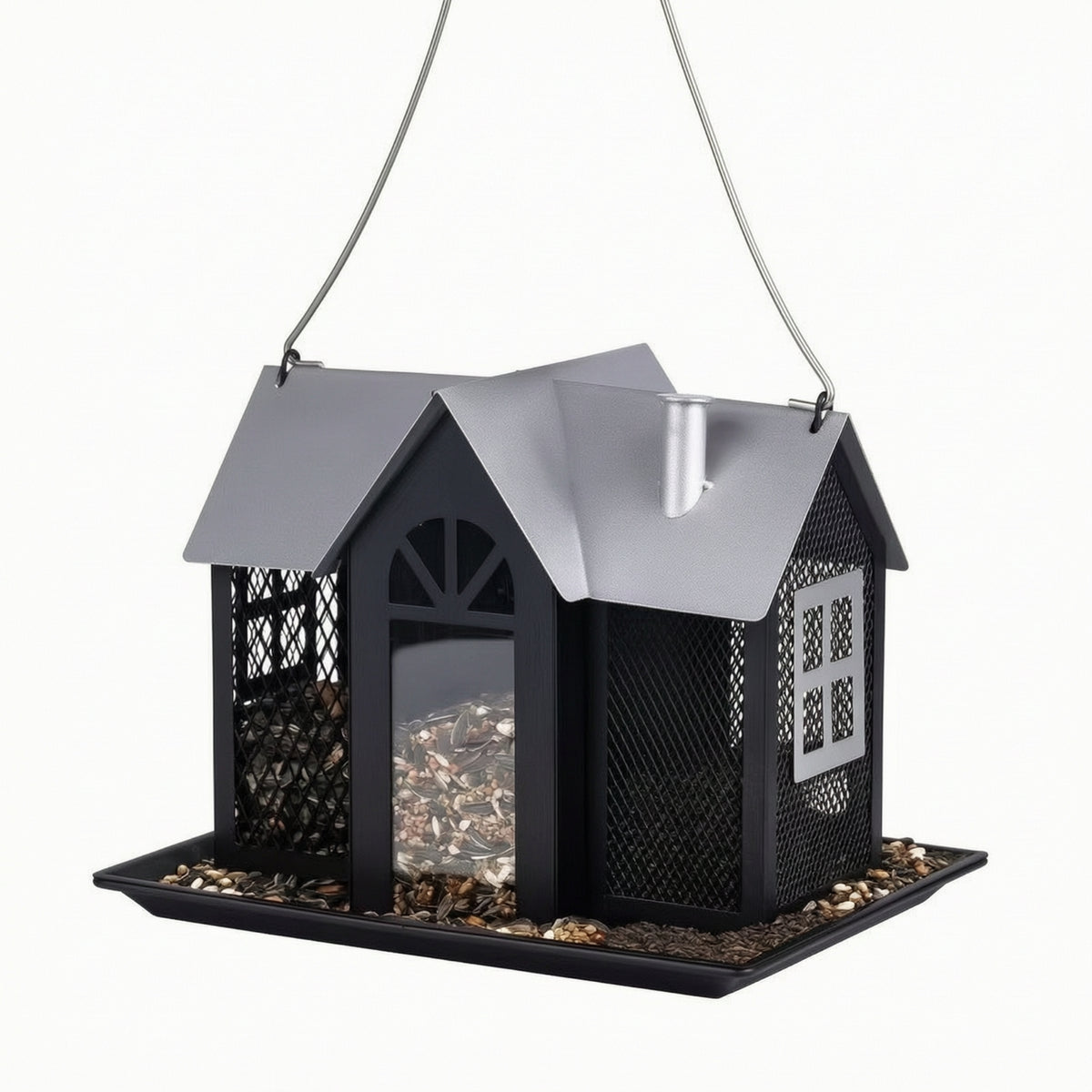 Hanging Bird Feeder Metal House Bird Feeder Mesh Decorative for Gardeners, Garden, Yard