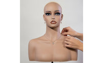 Female Mannequin Head with Shoulders Realistic Wig Display Stand Authentic for Cosmetologists, Retail Stores