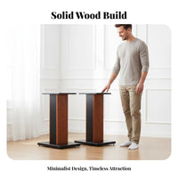 2 Pieces Wood Grain Finish Wooden Bookshelf Speaker Stand Sturdy and Stable High-Fidelity Audio Speaker Rack Anti-Slip Pads Heavy Duty for Audiophiles, Home Theater Enthusiasts, Listening Room