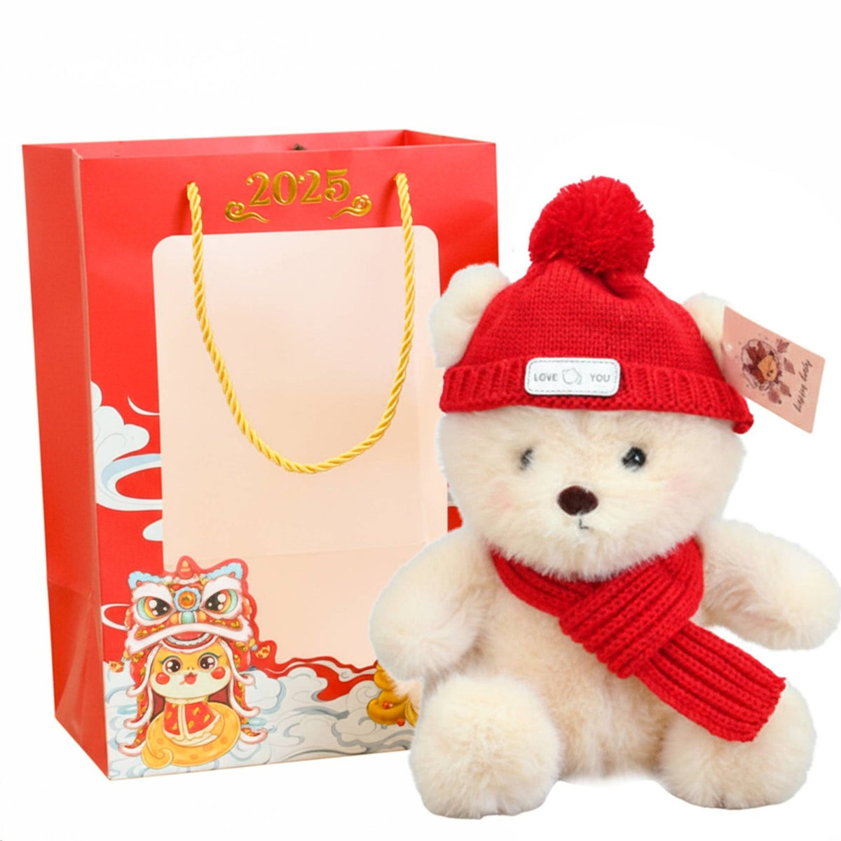 New Year Character Teddy Cute Design Stuffed Teddy Gift-Ready Packaging Stitched Nose for Children, Company Events