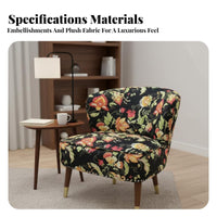Floral Print Armchair Vintage Design Upholstered High-Sided Armchair Designer Inspired High Support for Adults