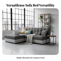 L-Shaped Pull-expandable Sofa Bed with Storage Chaise Multi-Functional L-Shaped Pull-expandable Bed with Storage Chaise Space-Saving transformable Couch for Families
