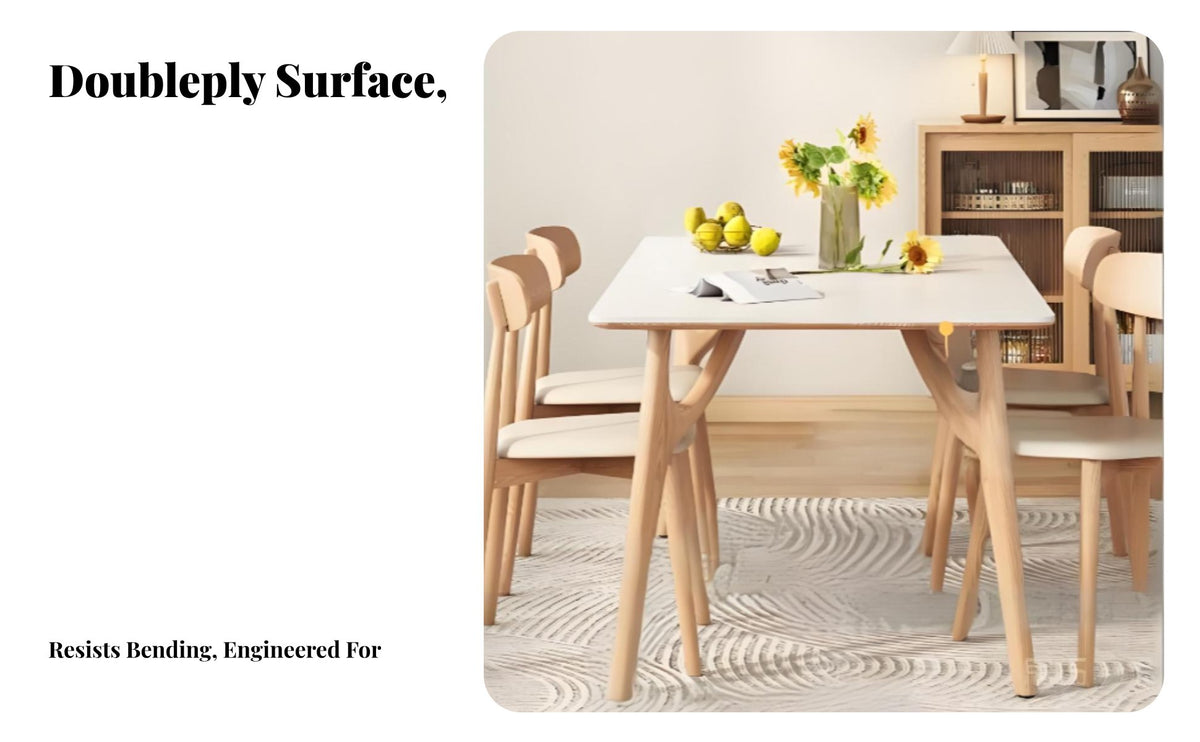 robust Wood Frame Rock Slab Table with Upholstered Chairs Light Luxury design Table and 6 Chairs set Sintered Stone table surface Dining Room Set Modern Minimalist Design for Families, Homeowners, Adults, Kitchen, Entertaining Guests, Apartment, Home