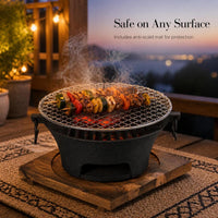 German Cast Iron Charcoal Grill for Indoor/Outdoor Use - Teapot Warmer & BBQ Fire Pit