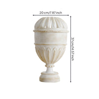 Goblet Vase Aged Stone Look Pedestal Vase Vintage Style Vessel for Wedding, Mantel