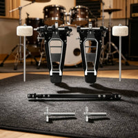 Double Bass Drum Pedal Low-Profile Double Kick Pedal Heavy Duty Hardware for Drummers, Home Studio
