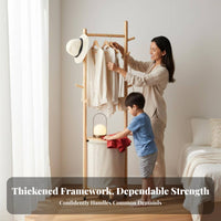 Mobile Design Rolling Coat Rack with Hamper Side Hooks Rolling Clothes Rack with Shelf Multi-Functional Garment Stand Space-Saving for Apartment Dwellers, Students, Homeowners, Living Room, Entryway, Walk-in Closet