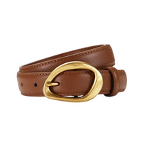 Classic Women's Leather Belt Simple Belt with Gold Buckle Stitched Accessory Stylish for Office