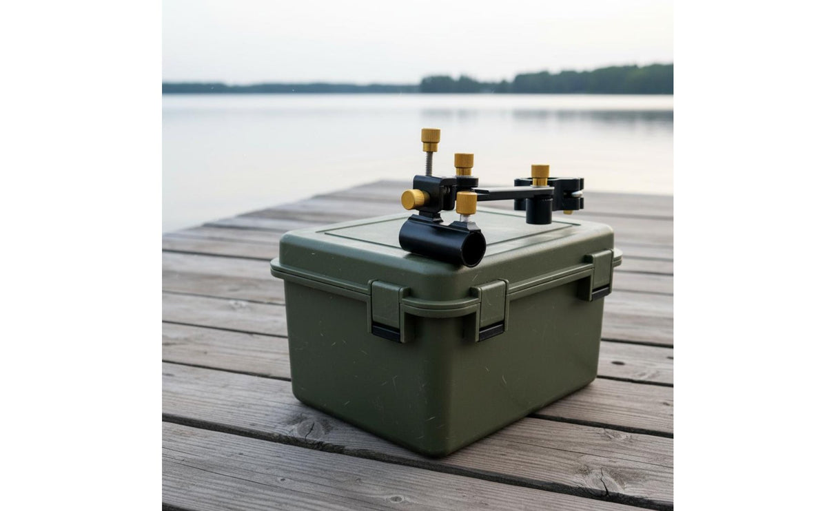 Fishing Box Corner Rod Holder Sturdy Duty Double Rod Turret Mount Fishing Pole Holder Easy Assembly Lightweight