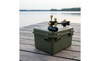 Fishing Box Corner Rod Holder Sturdy Duty Double Rod Turret Mount Fishing Pole Holder Easy Assembly Lightweight