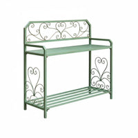 2 Pieces Vintage Design 2-Tier Stepped Rack Freestanding 2-Piece Ornate Planter Bench Space-Saving Design Plant Stand Easy Assembly for Gardeners, Homeowners, Decor Enthusiasts, Balcony, Courtyard, Outdoors, Entryway