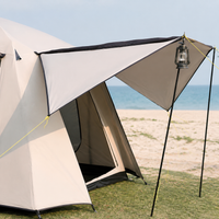 Large Family Camping Tent, Cream Double Layer Steel Pole Tent, 4 Season Waterproof Tent for Outdoor Adventures