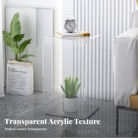 Transparent Look C-Shaped Side Table Minimalist aesthetic Home Furnishing Space-Saving Sofa Stand multi-functional Use for Apartment Dwellers, Design aficionados, Living Room, Bedroom, Small Spaces, Balcony