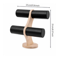 Bracelet Display Stand Two-Tier Bangle Organizer Wooden Jewelry Display Stand for Scrunchie Hair Ties