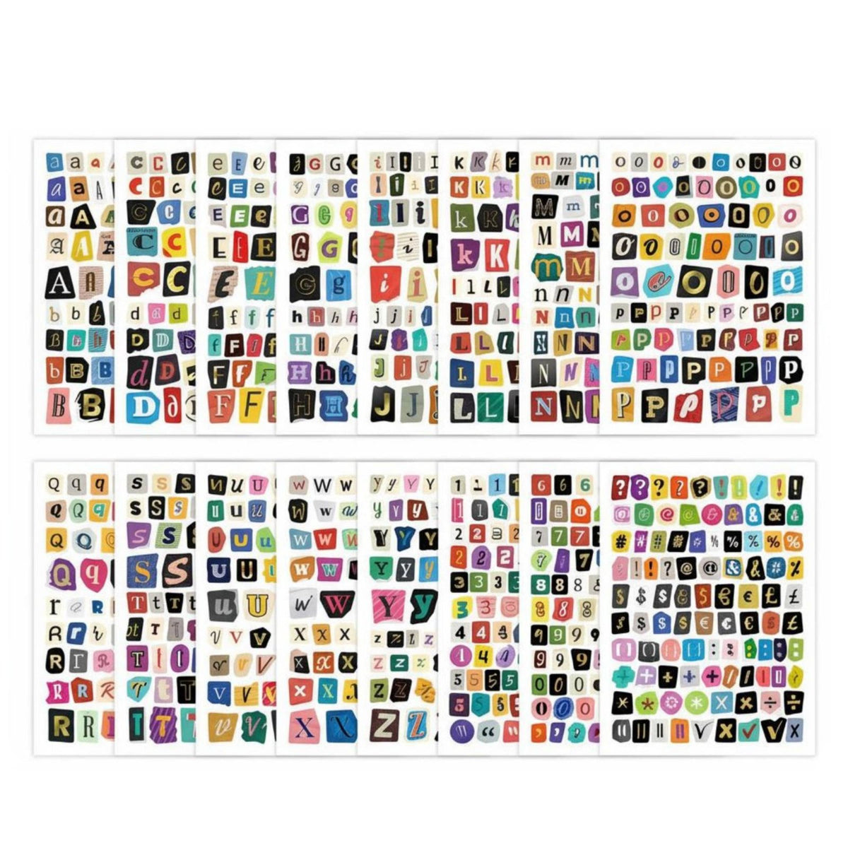 16 Sheets Magazine Cutout Alphabet Stickers Reusable Journaling Letter Sticker Set Waterproof Cutout Letters Letter Stickers for Journal Enthusiasts