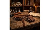 Alchemy Graphics Medieval Fantasy Waist Bag Faux Leather Wizard Waist Bag Flap Closure Wizard Potion Belt Adjustable Strap for Cosplay